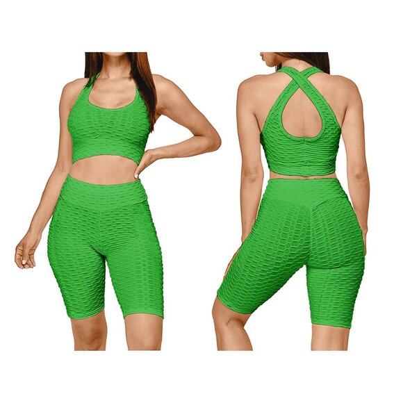 2-Piece Women's High Waisted Moisture-Wicking Anti Cellulite Activewear Yoga Set - Picture 3 of 11